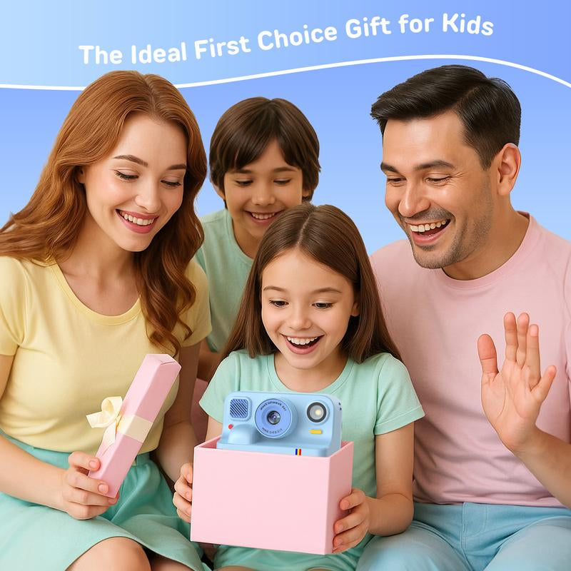 HOTU Kids Instant Print Camera – Dual Lens Selfie Photobooth, 1080P Video, 12MP Memory Photo, Rechargeable DIY Toy Camera with Games, Filters, MP3, 3 Rolls Paper + 32GB Photographic Kit for Girls Boys Age 3-12