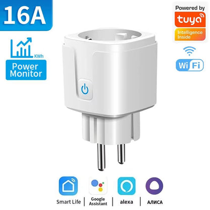 Tuya Wifi/Zigbee Smart Plug 16A/20A EU Smart Socket with Power Monitoring Timing Function Work with Alexa Googlehome