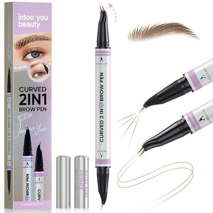 [FREE SHIPPING] 2Chill“Intooyou” Curved Eyebrow Pen, Magic 2 in 1 Eyebrow Pencil Pro, Waterproof Brow Pen with 2 Tips, Microblading Brow Pencils for Women, Last All Day