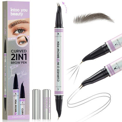 [FREE SHIPPING] 2Chill“Intooyou” Curved Eyebrow Pen, Magic 2 in 1 Eyebrow Pencil Pro, Waterproof Brow Pen with 2 Tips, Microblading Brow Pencils for Women, Last All Day
