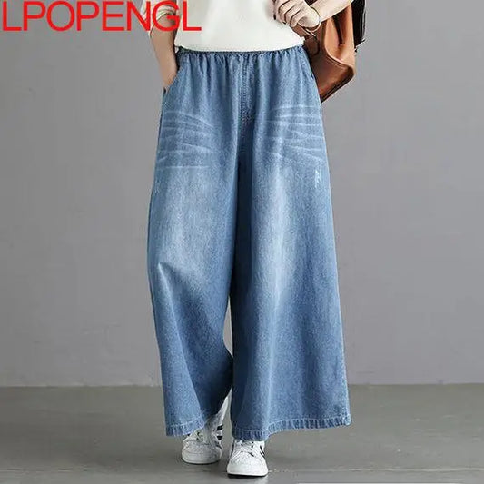 Loose Jeans Women 2024 Y2K New Casual Streetwear Denim Pants Wide-Leg Street Style Vintage High Waist Pockets Jean Femme