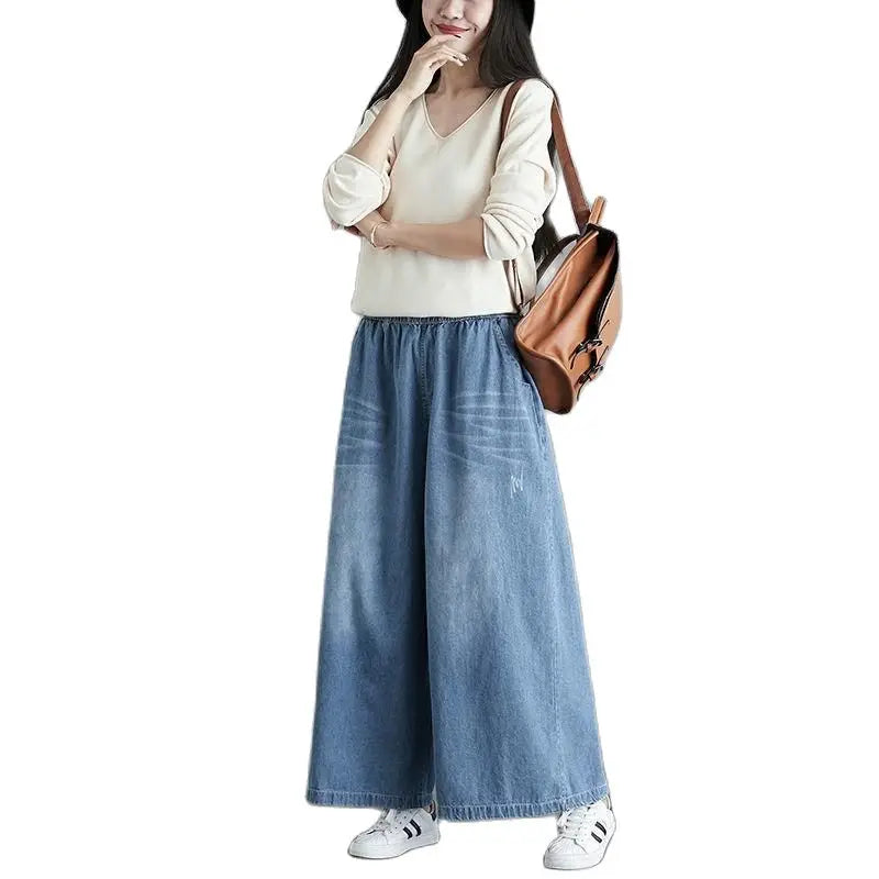 Loose Jeans Women 2024 Y2K New Casual Streetwear Denim Pants Wide-Leg Street Style Vintage High Waist Pockets Jean Femme