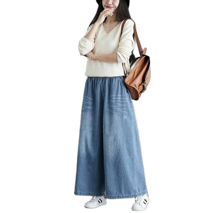 Loose Jeans Women 2024 Y2K New Casual Streetwear Denim Pants Wide-Leg Street Style Vintage High Waist Pockets Jean Femme