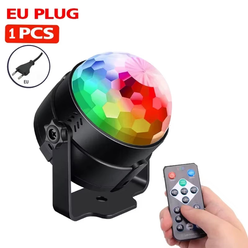1-2Pcs Aalternating Flashing EU Disco Ball Stage Light with Remote Control for Home Room Parties Wedding Bar Birthday Mini Lamps