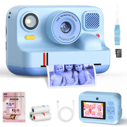 HOTU Kids Instant Print Camera – Dual Lens Selfie Photobooth, 1080P Video, 12MP Memory Photo, Rechargeable DIY Toy Camera with Games, Filters, MP3, 3 Rolls Paper + 32GB Photographic Kit for Girls Boys Age 3-12