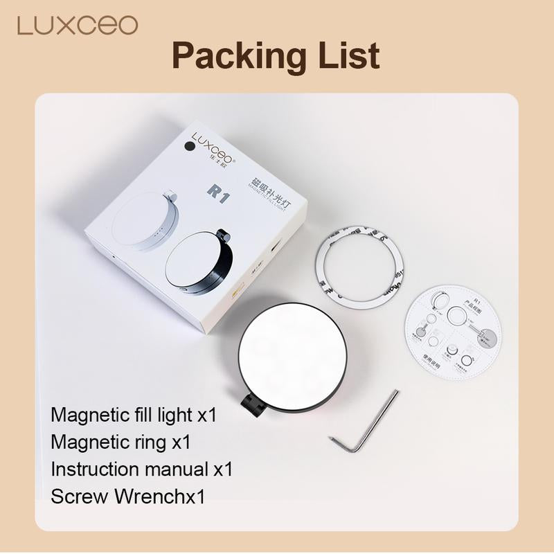 3-In-1 Magnetic Beauty Selfie Light for Phones – 360° LED Ring Light with Magsafe, Mirror and Phone Stand – Portable Rechargeable Fill Light for Makeup, Live Streaming, Video Calls, Compatible with Iphone 17