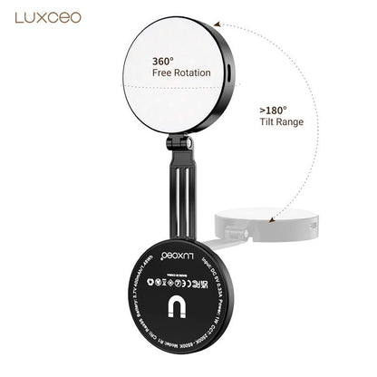 3-In-1 Magnetic Beauty Selfie Light for Phones – 360° LED Ring Light with Magsafe, Mirror and Phone Stand – Portable Rechargeable Fill Light for Makeup, Live Streaming, Video Calls, Compatible with Iphone 17