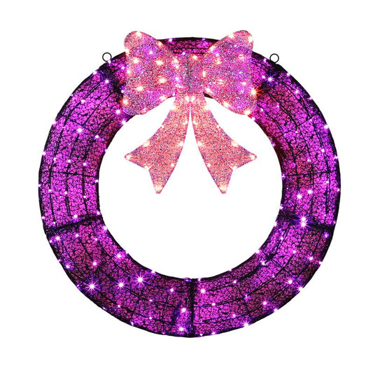 VINGLI 36/48/60 Inch Halloween Door Decoration Wreath Large Christmas Wreath with LED Multi-Color Lights Pre-Installed for Garage & Outdoor Use Plug-In Control System - Lace